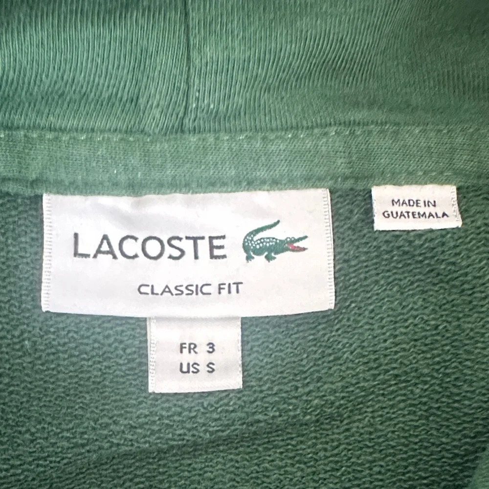 LACOSTE - MEN’S SMALL GREEN LONG SLEEVE HOODIE OVERSIZED CROC LOGO - Picture 6 of 7